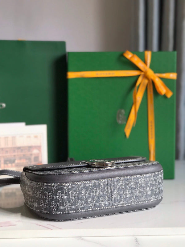 233 BAG 25 IN GRAY CALFKIN AND GOYARDINE CANVAS