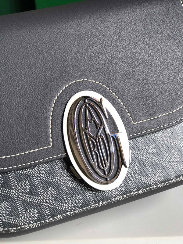 233 BAG 25 IN GRAY CALFKIN AND GOYARDINE CANVAS