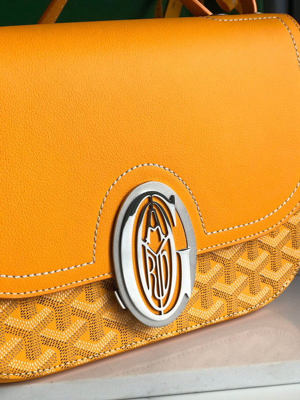 233 BAG 25 IN YELLOW CALFKIN AND GOYARDINE CANVAS