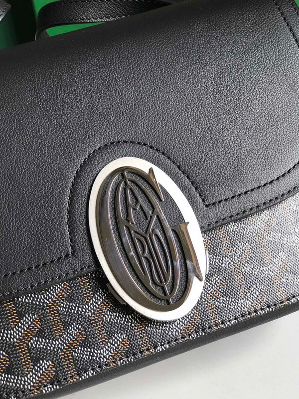 233 BAG 25 IN BLACK CALFKIN AND GOYARDINE CANVAS