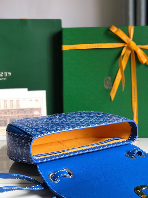 233 BAG 25 IN SAPPHIRE BLUE CALFKIN AND GOYARDINE CANVAS