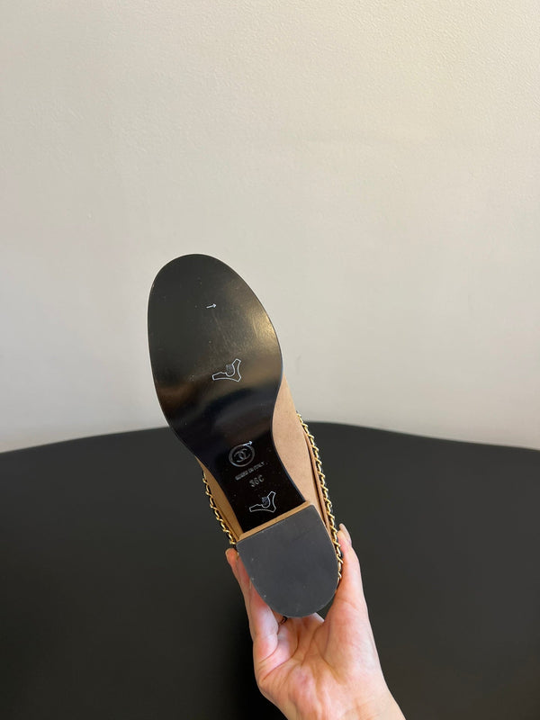 CC Short Boots Dark Beige With Chain Suede And Cowhide  944965