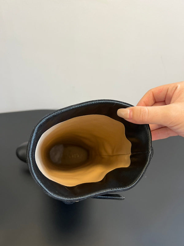 CC Hight Boots Black With Chain Suede And Cowhide 944967