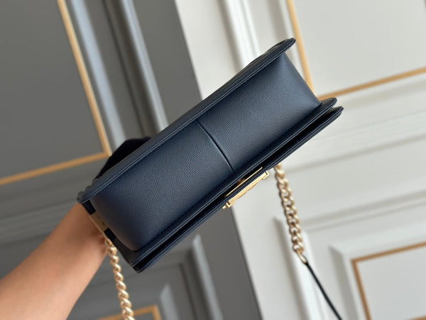 boy medium 25 dark blue chevron caviar aged ghw