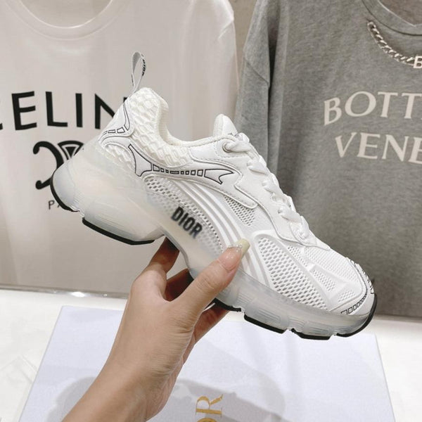 Sneaker CD Vibe in tessuto a rete di poliestere bianco e pelle di agnello