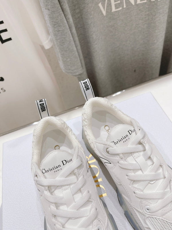 Sneaker CD Vibe in tessuto a rete di poliestere bianco e pelle di agnello