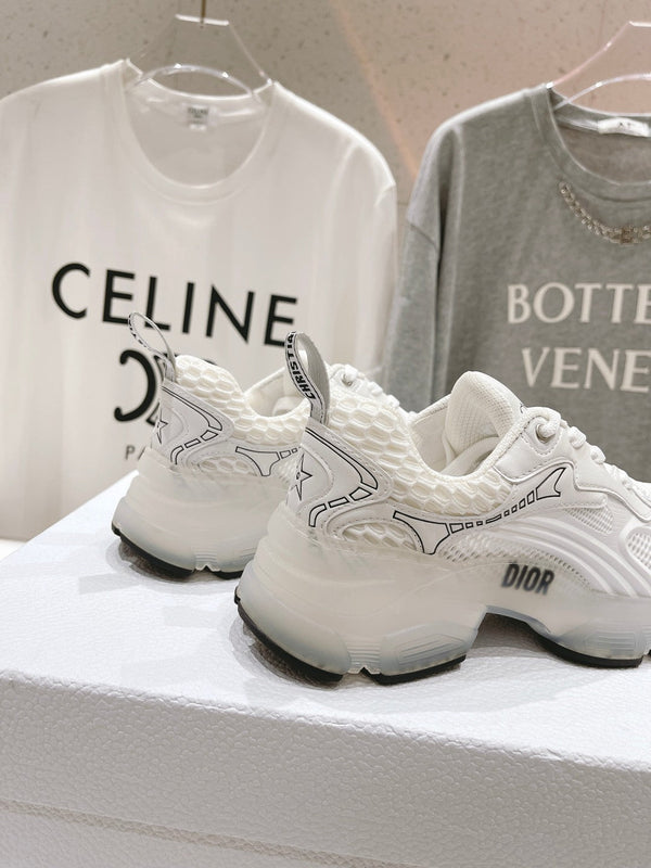 Sneaker CD Vibe in tessuto a rete di poliestere bianco e pelle di agnello