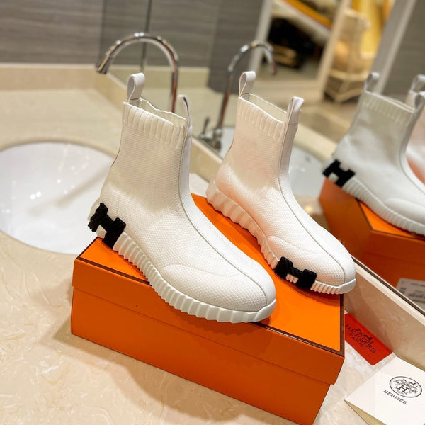 HM Fun Sneaker In White Mesh Fabric And Lambskin  983006