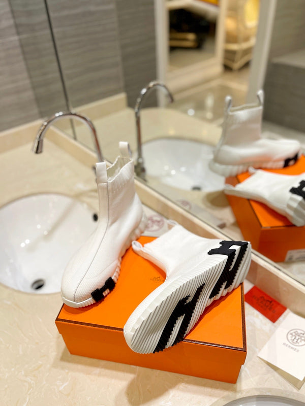 HM Fun Sneaker In White Mesh Fabric And Lambskin  983006