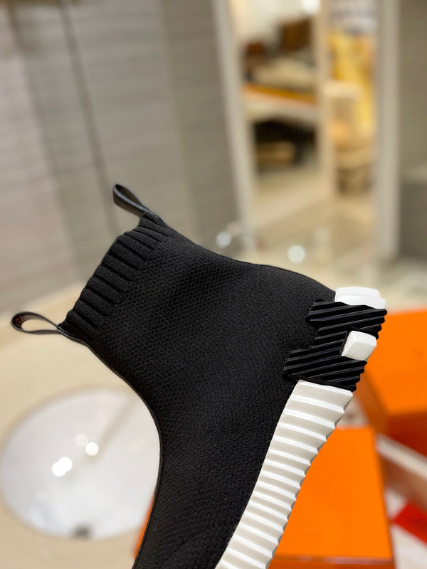 HM Fun Sneaker In Black Mesh Fabric And Lambskin  983010