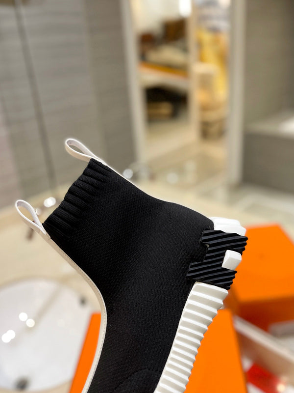 HM Fun Sneaker In White Mix Black Mesh Fabric And Lambskin 983014