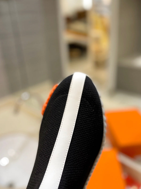 HM Fun Sneaker In White Mix Black Mesh Fabric And Lambskin 983014