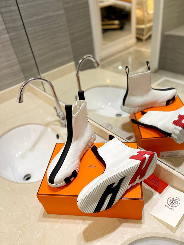 HM Fun Sneaker In Black Mix White Mesh Fabric And Lambskin 983018