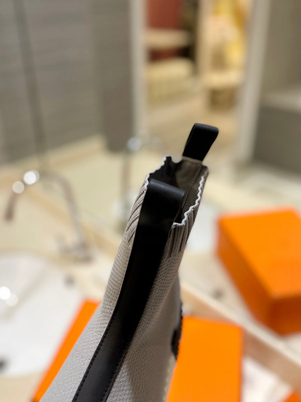 HM Fun Sneaker In Black Mix Grey Mesh Fabric And Lambskin 983022