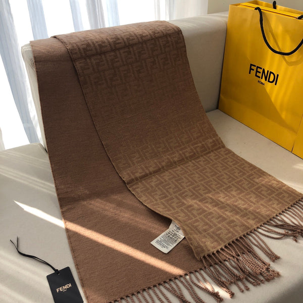 FF 180 CM SCRAF IN CHOCOLATE BROWN CASHMERE AND WOOL