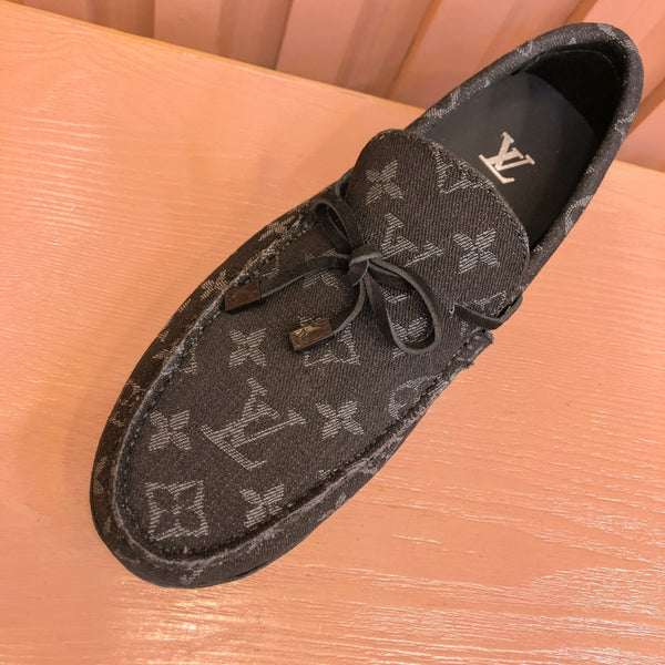 LV LOAFER IN BLACK MONOGRAM DENIM WITH BOW