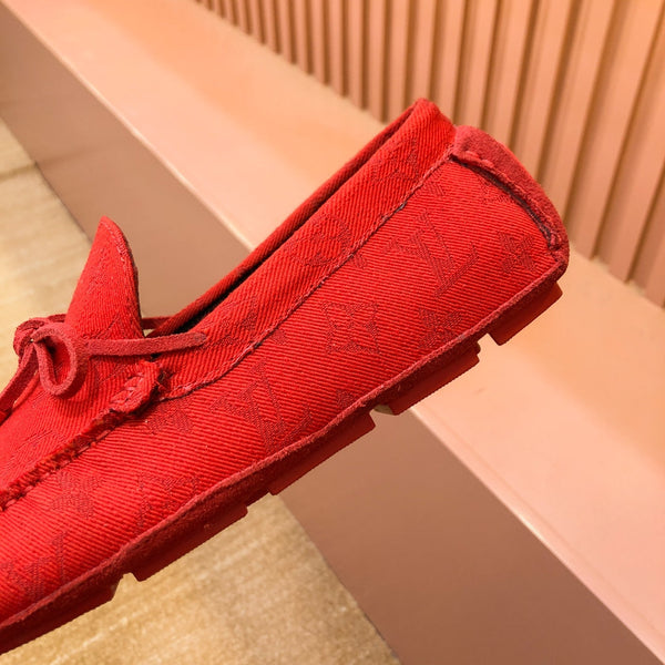 LV LOAFER IN CRIMSON RED MONOGRAM DENIM WITH BOW