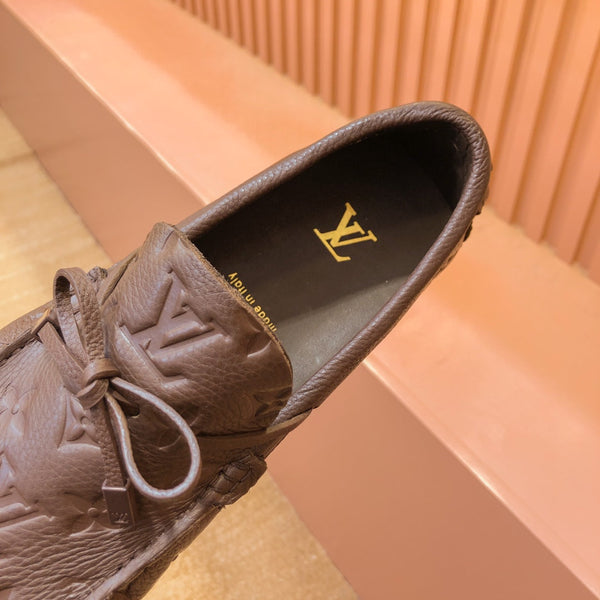 LV LOAFER IN CHOCOLATE BROWN EMBOSSED CALFSKIN