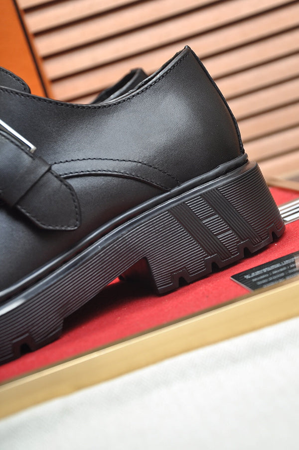 HM MONK STRAP BLACK CALFSKIN