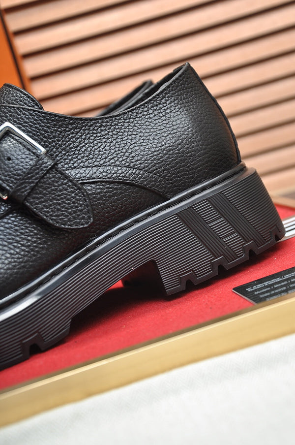 HM MONK STRAP BLACK GRAINED CALFSKIN