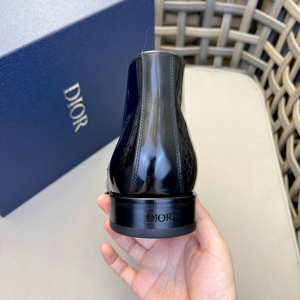 CD HOMME STIVALETTO ALLACCIATO IN PELLE DI VITELLO NERO LUCIDO