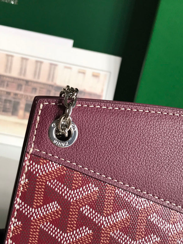 BORSA MINI STRUTTURATA ROUETTE 21 IN TELA GOYARDINE ROSSO VINO E PELLE DI VITELLO