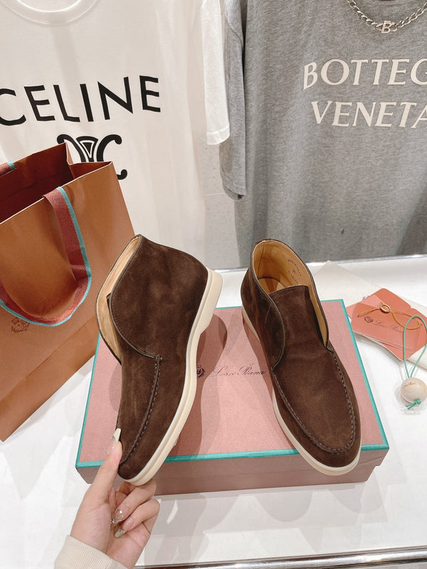 MOCASSINI APERTI LP HIGH TOP IN CAMOSCIO MARRONE