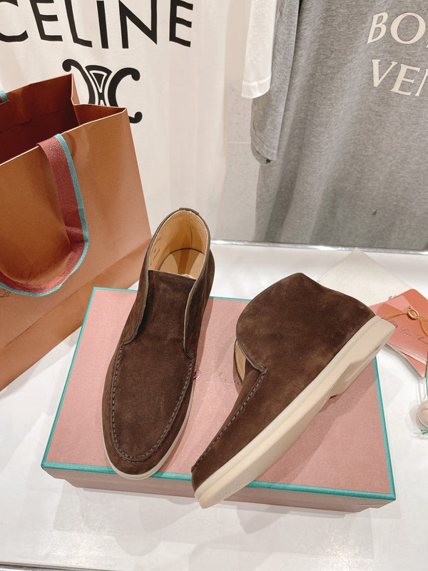 MOCASSINI APERTI LP HIGH TOP IN CAMOSCIO MARRONE