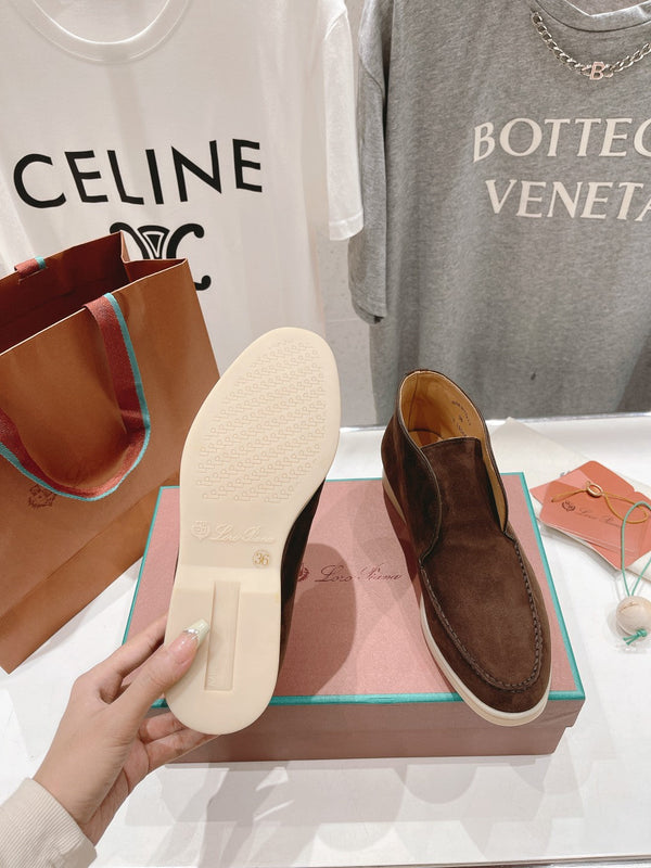 MOCASSINI APERTI LP HIGH TOP IN CAMOSCIO MARRONE