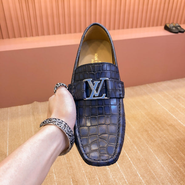 LV LOAFER IN NAVY BLUE DAMIER CALFSKIN