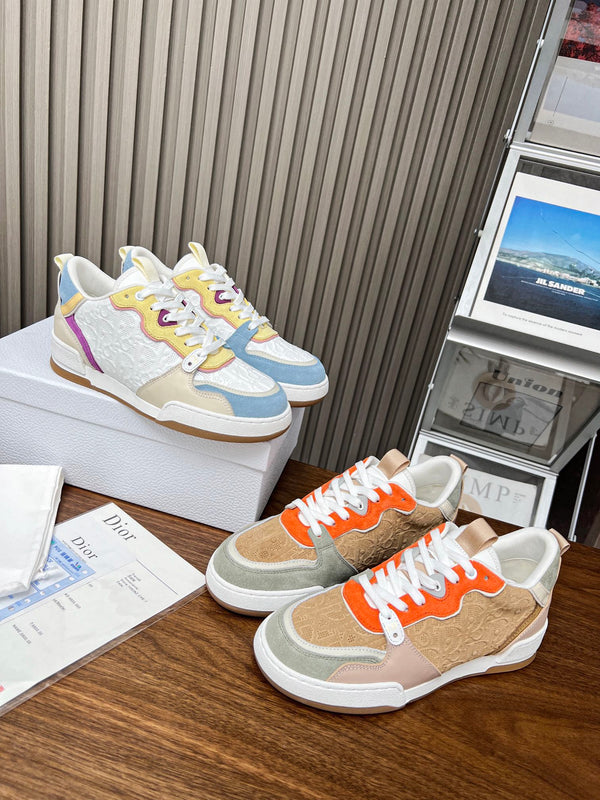 CD One Sneaker Brown Orange Mix Grey Beige Oblique Perforated Suede And Calfskin