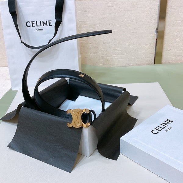 Cintura CEL 25mm Teen Triomphe in pelle di vacchetta nera 176679