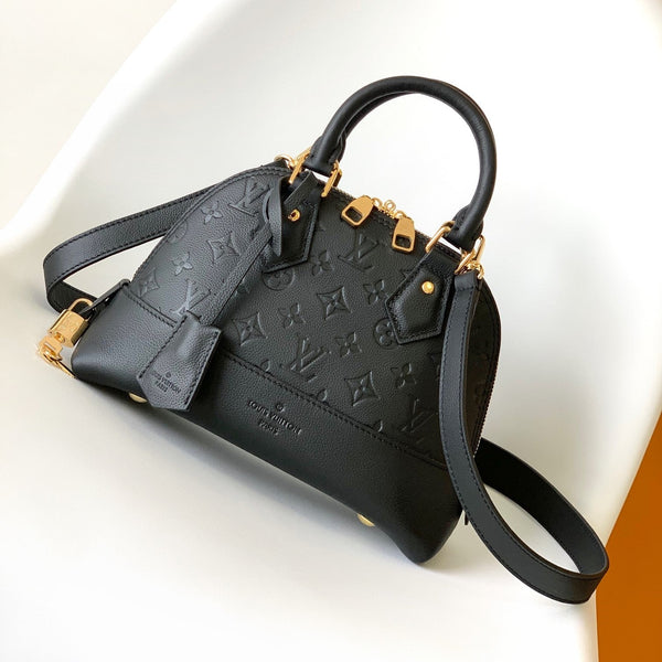 LV Néo Alma BB 44829 Black Monogram Shadow embossed calfskin