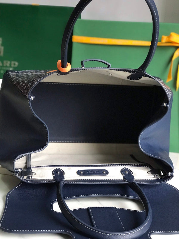 SAIGON SOUPLE BAG 34 IN NAVY BLUE GOYARDINE CANVAS AND CALFSKIN