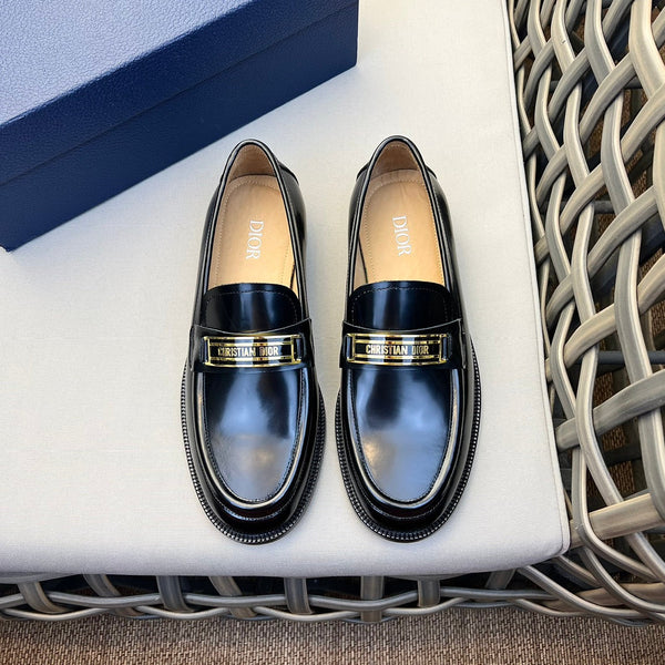CD CODE LOAFER BLACK CALFSKIN WITH GOLD LOGO