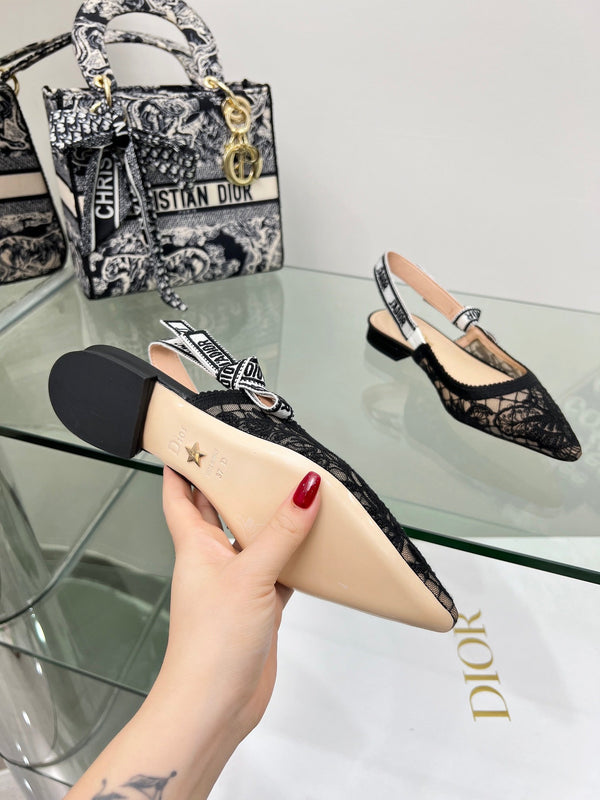 CD 25 Slingback Pump Black Transparent Mesh