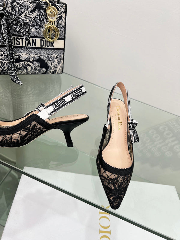 CD 25 Slingback Pump Black Transparent Mesh