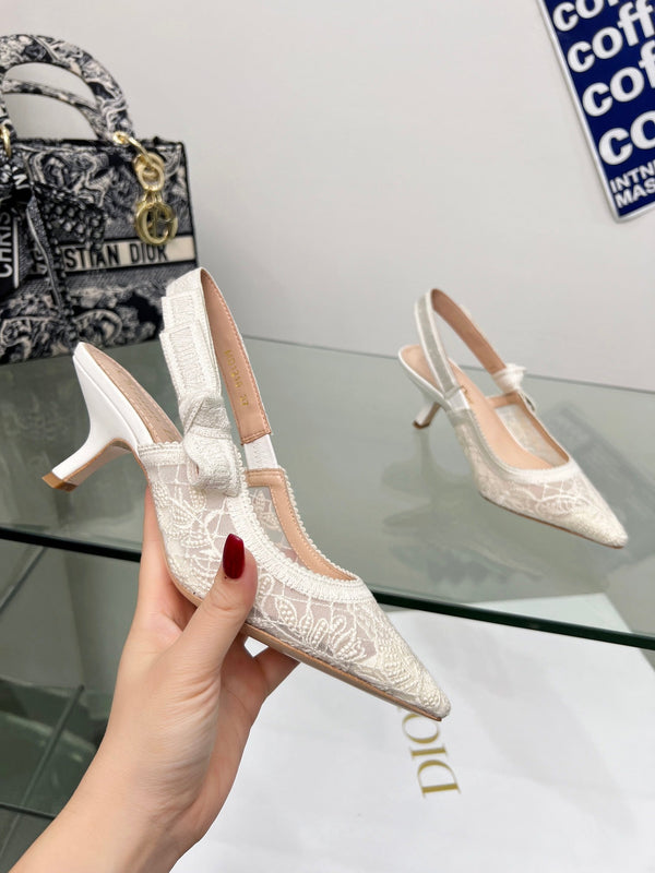CD 25 Slingback Pump White Transparent Mesh