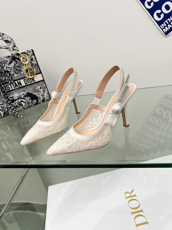 CD 25 Slingback Pump White Transparent Mesh