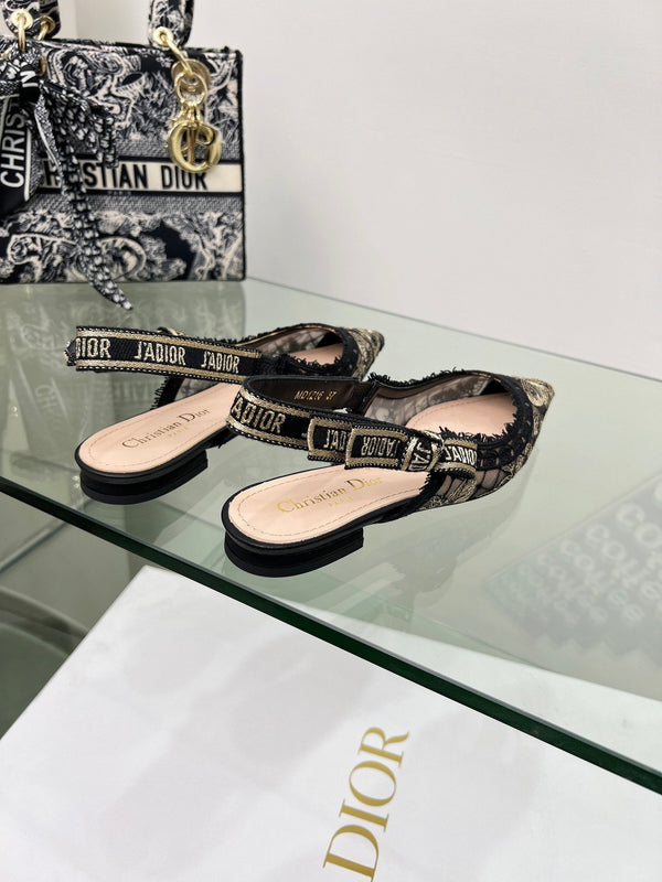 J'Adior Slingback Pump In Black Lace Fabric 100835