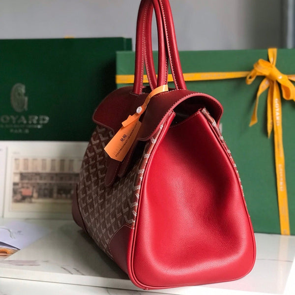 SAIGON SOUPLE BAG 34 IN PERSIAN RED GOYARDINE CANVAS AND CALFSKIN