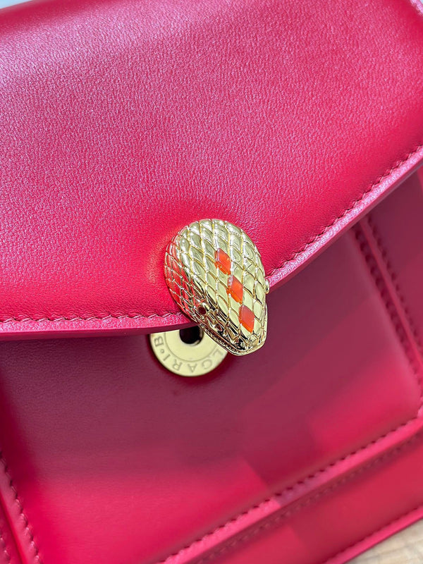 BVL Serpenti Forever Shoulder Bag 18cm Red Cowhide GHW 188662