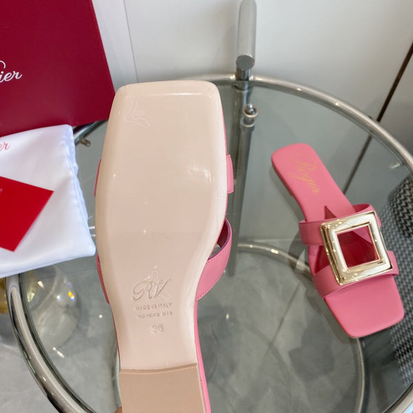 Viv Love Heart Slippers Pink Fetal Cowhide 255203