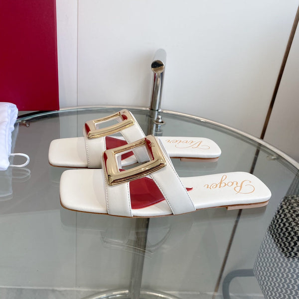 Viv Love Heart Slippers White Fetal Cowhide 255205