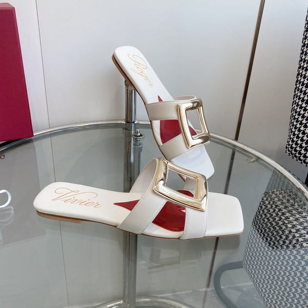 Viv Love Heart Slippers White Fetal Cowhide 255205