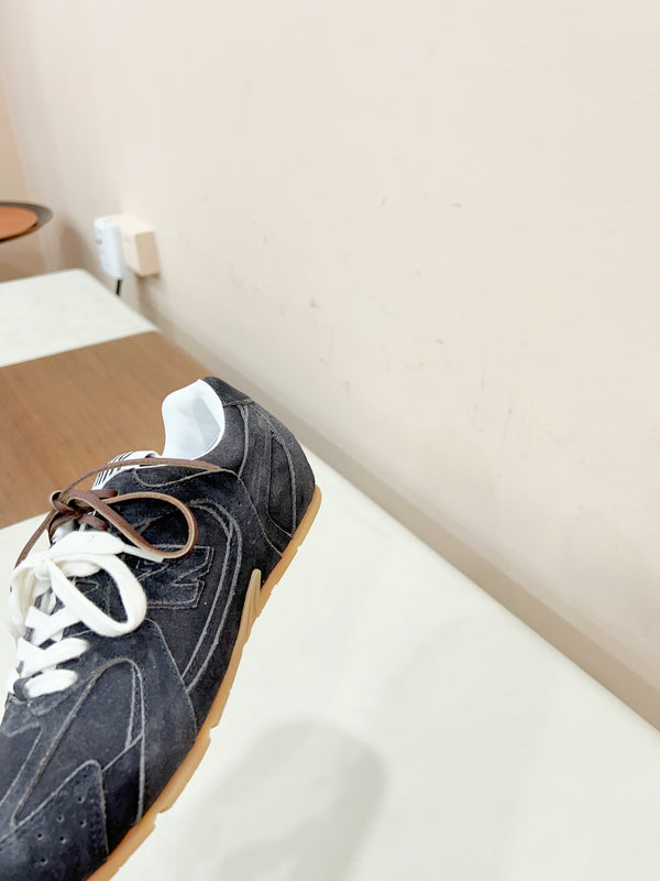 Miu Miu Pre-Owned x New Balance Sneakers Dark Gray Yellow Cowhide Suede