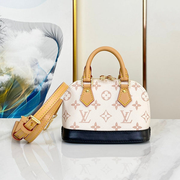 nano alma 18 beige monogram coated canvas brown black calfskin