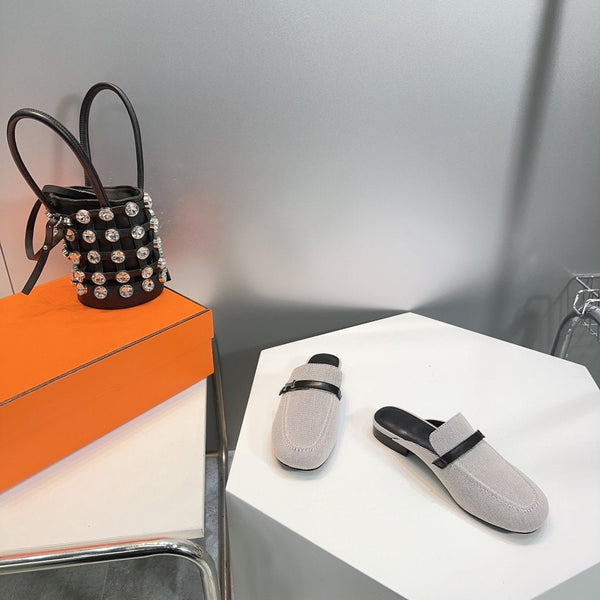 Lena Mule Gray Denim