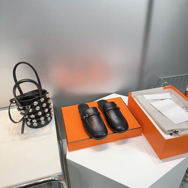 Lena Mule Black Leather