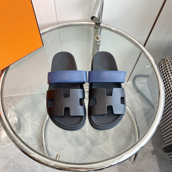 Sandalo Cyprus Nero con cinturini blu in pelle